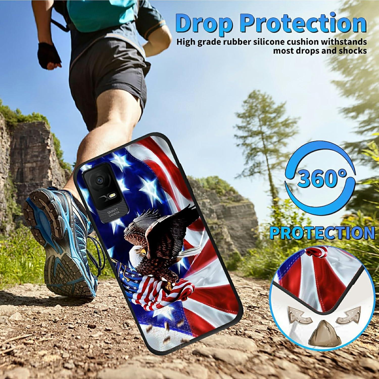 Funda TPU suave Dikoer para TCL Ion X 6.0" bandera americana