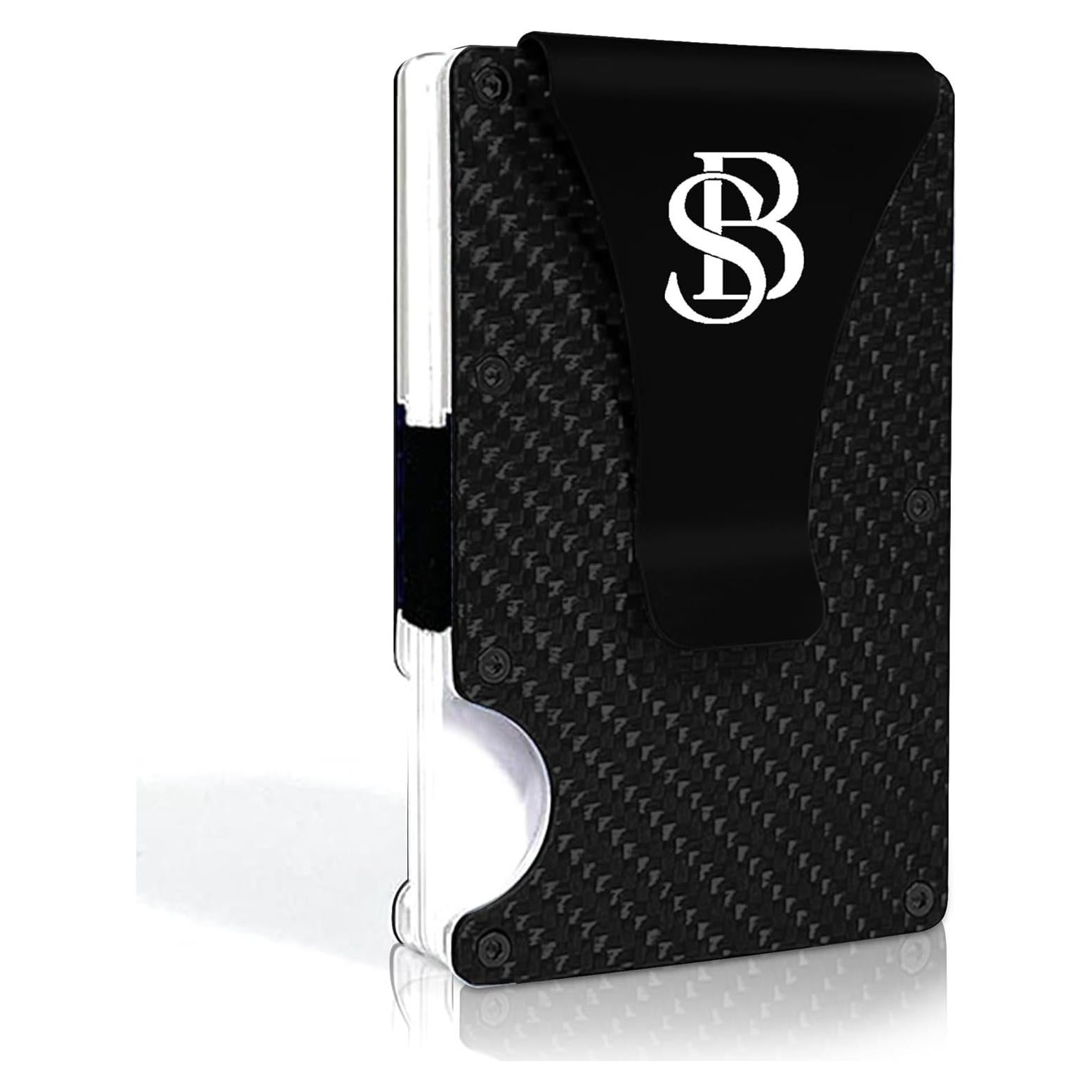 Carbon Fiber Wallet - Slim Wallet for Men with Cash & Credit Card Holder, RFID Blocking Technology, Minimalist Money Clip Holds Up to 12 Cards - Gifts for Him (Black)