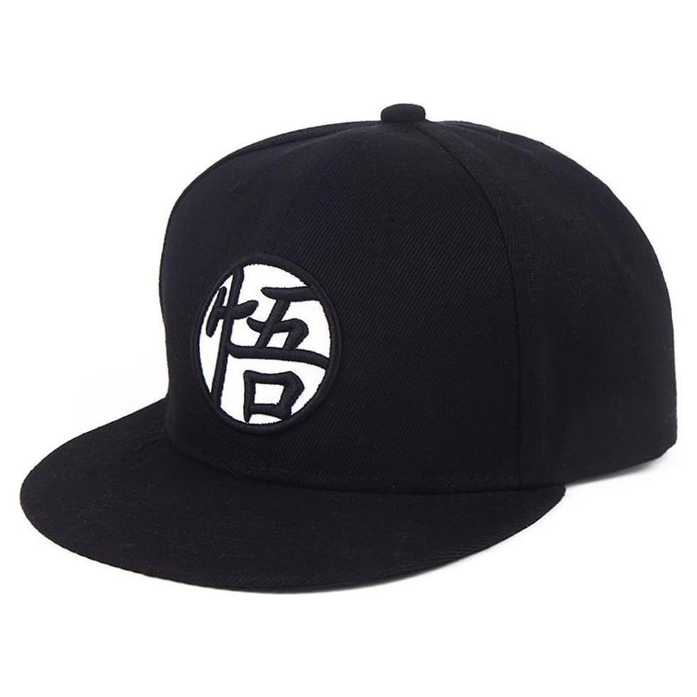 Gorra de béisbol de anime ajustable Snapback negra