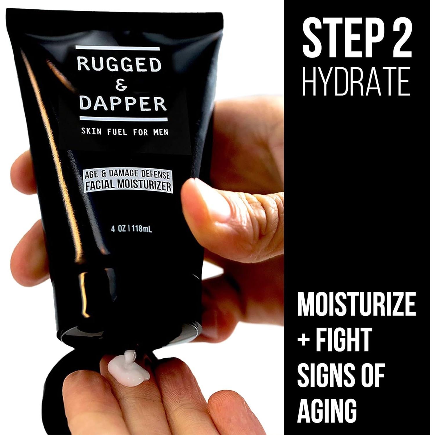 RUGGED & DAPPER Daily Duo Skincare Set for Men | Includes Age + Damage Defense Moisturizer & Daily Power Scrub Face Wash