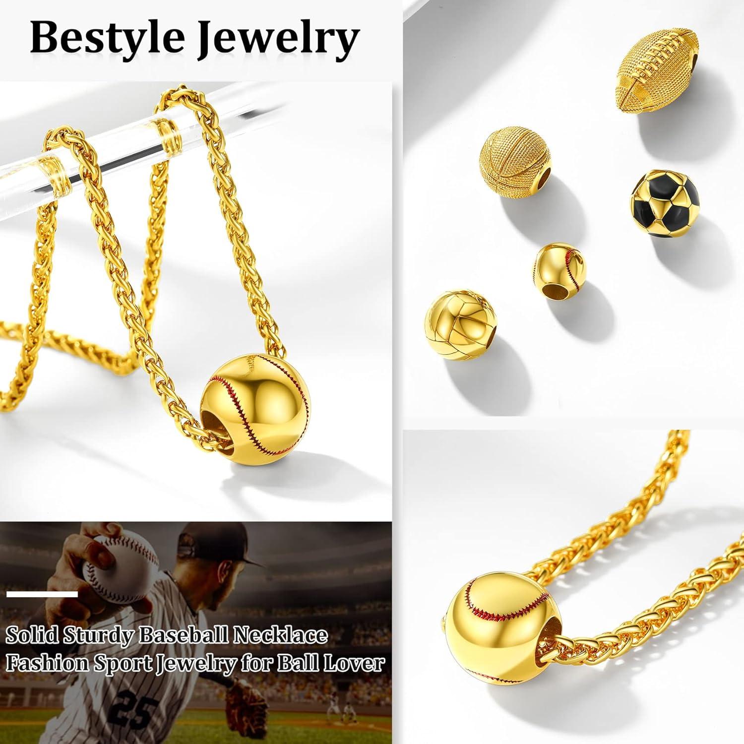 Collar de Acero Inoxidable para Hombres Bestyle - Béisbol 18K
