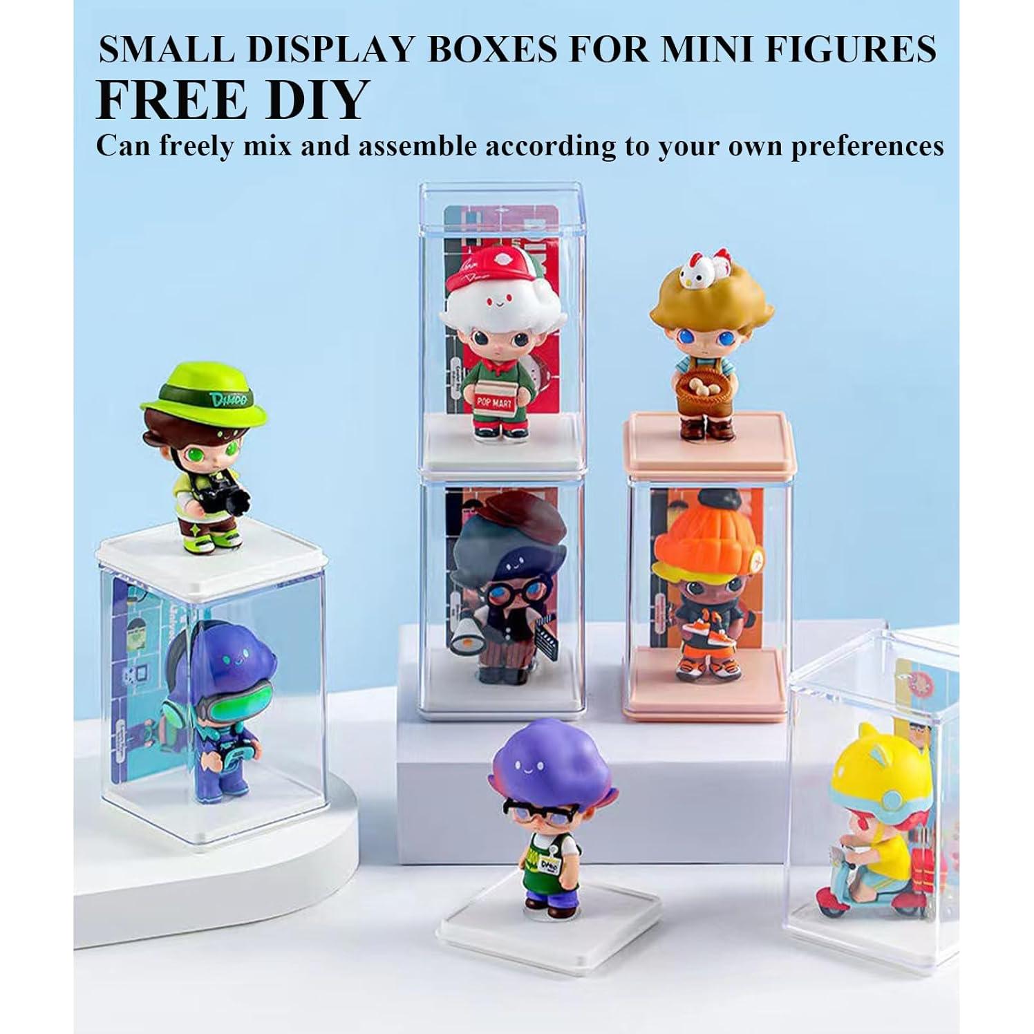 6 Cajas de Exhibición Transparentes Apilables WMM para Mini Figuras