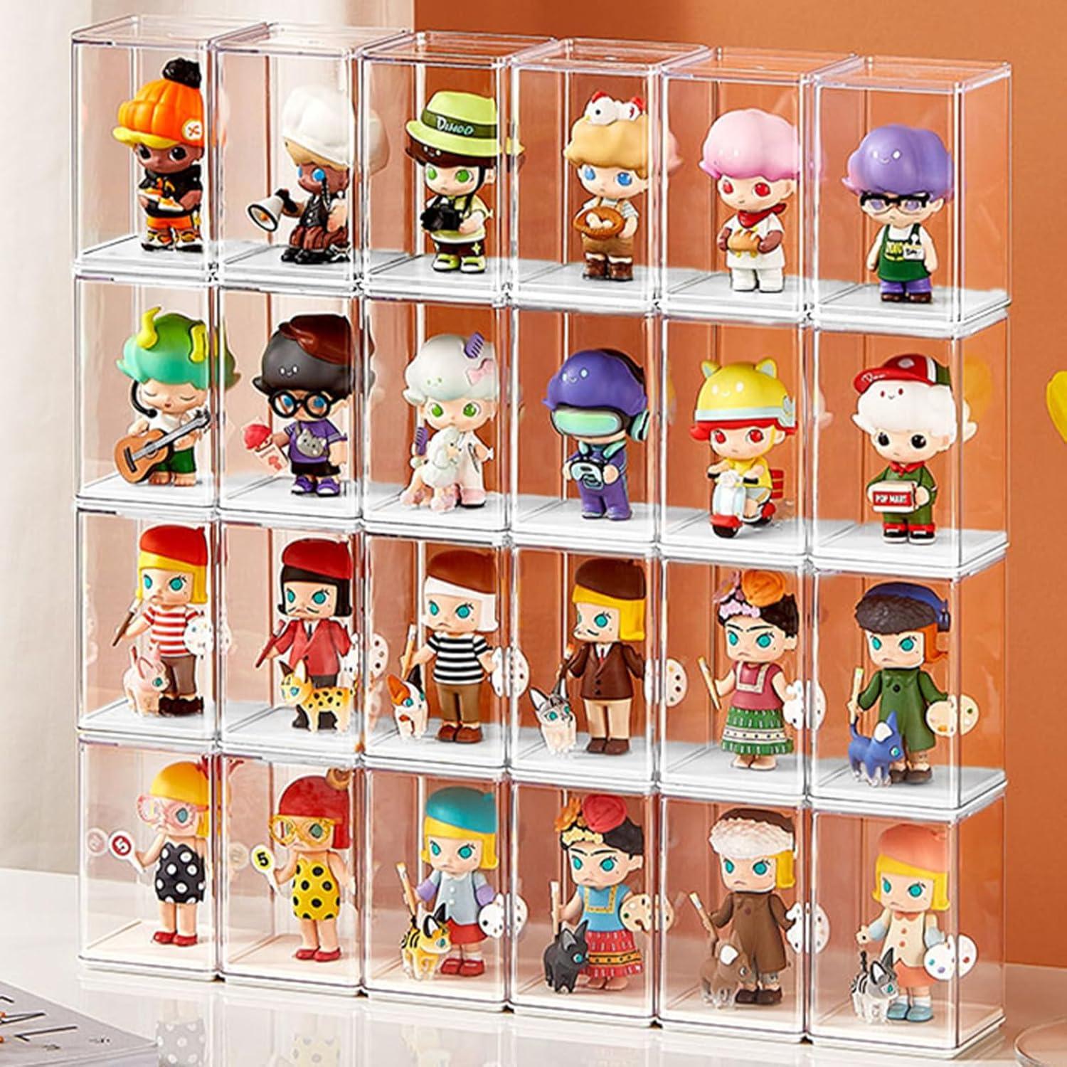 6 Cajas de Exhibición Transparentes Apilables WMM para Mini Figuras