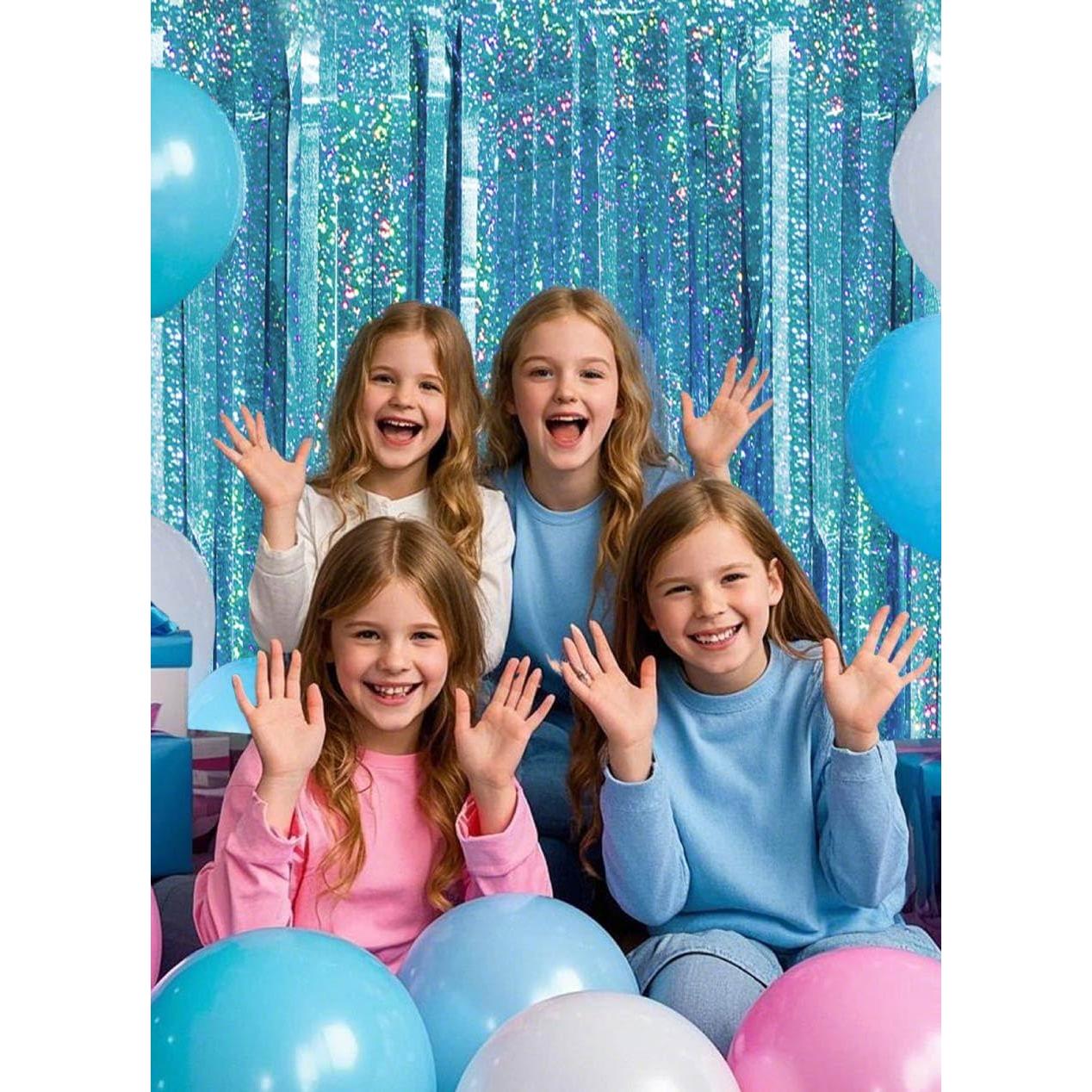 Cortinas de Flecos Metálicos Azules Ofisany 1.83m x 0.91m - 2 Paquetes