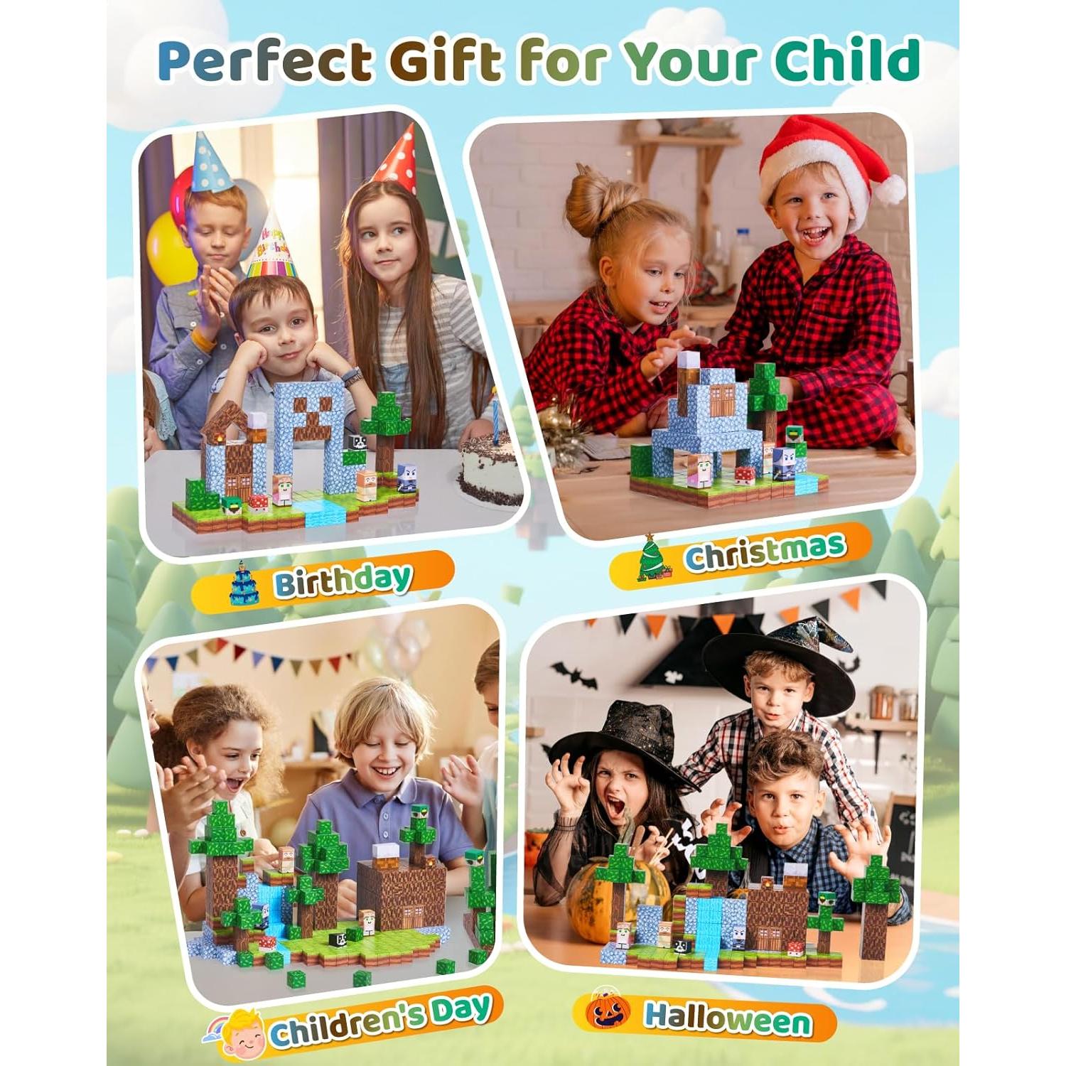 Bloques Magnéticos Gleamkid 123 Piezas Castillo del Bosque