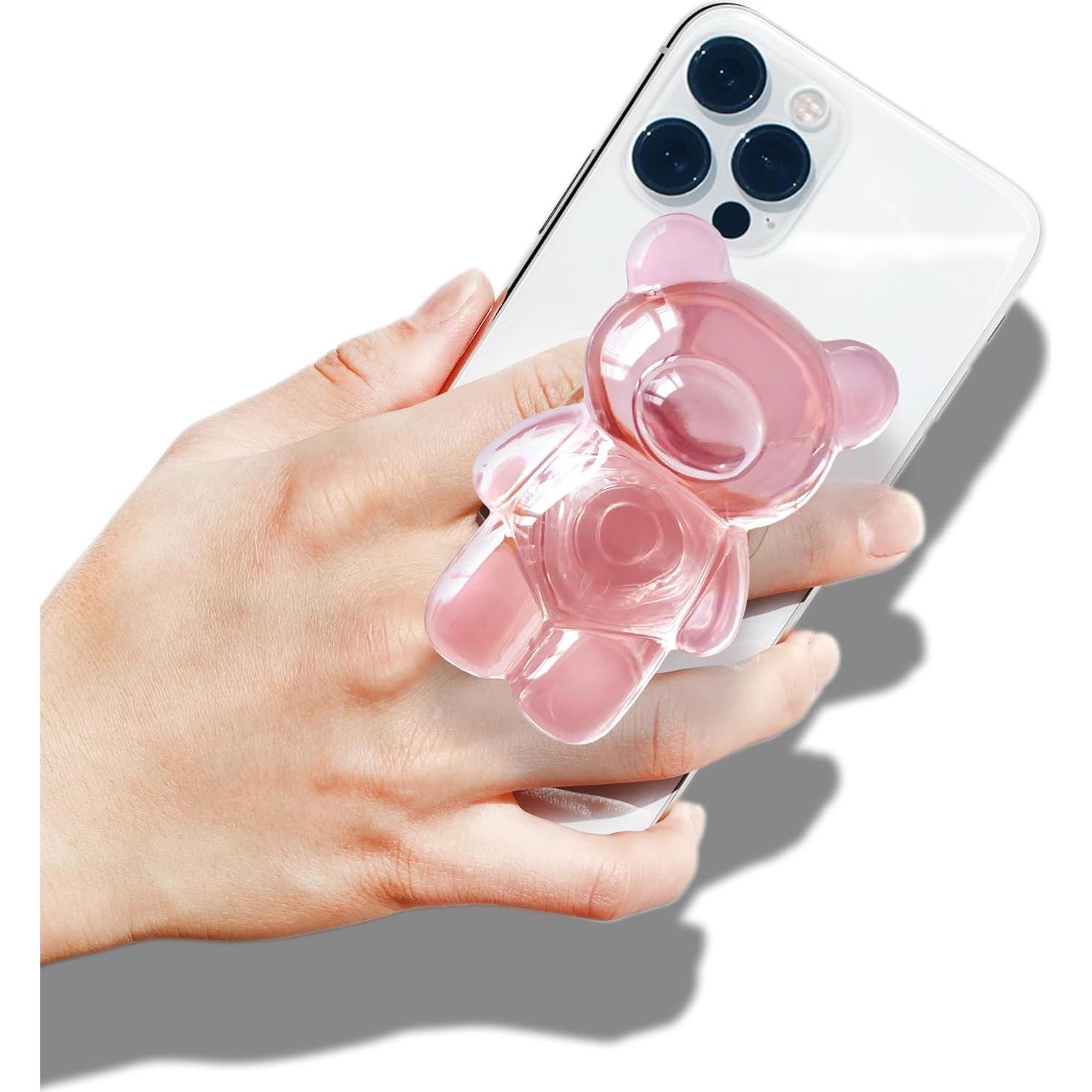 Soporte magnético para teléfono On The Grip - Oso 3D Rosa