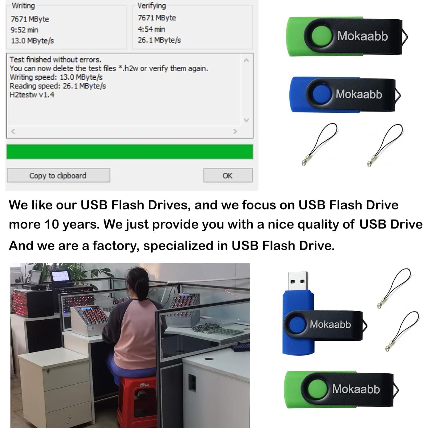 Paquete de 2 Unidades Flash USB 8GB Mokaabb U801 Negro