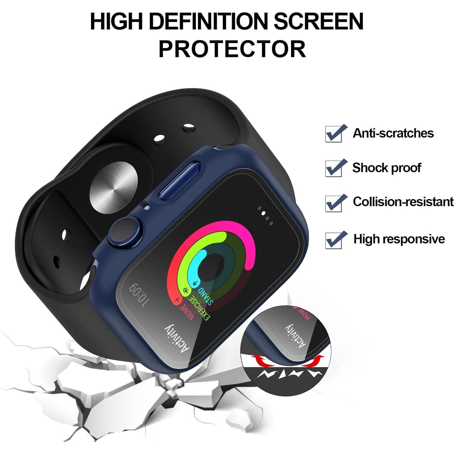 Funda Dura BHARVEST para Apple Watch 38mm con Protector Vidrio