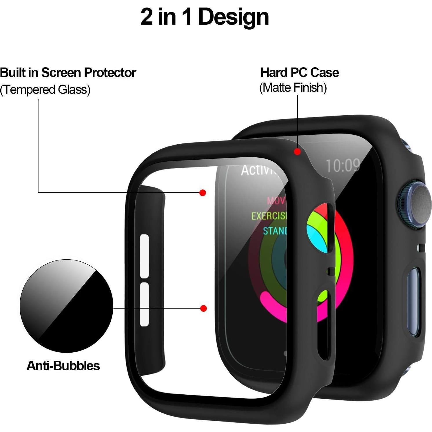 Funda Dura BHARVEST para Apple Watch 38mm con Protector Vidrio