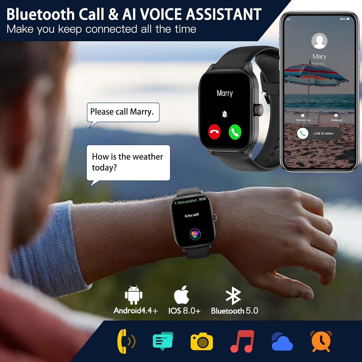 Reloj Inteligente Odsslgw P68 Negro 1.85" Monitoreo Salud