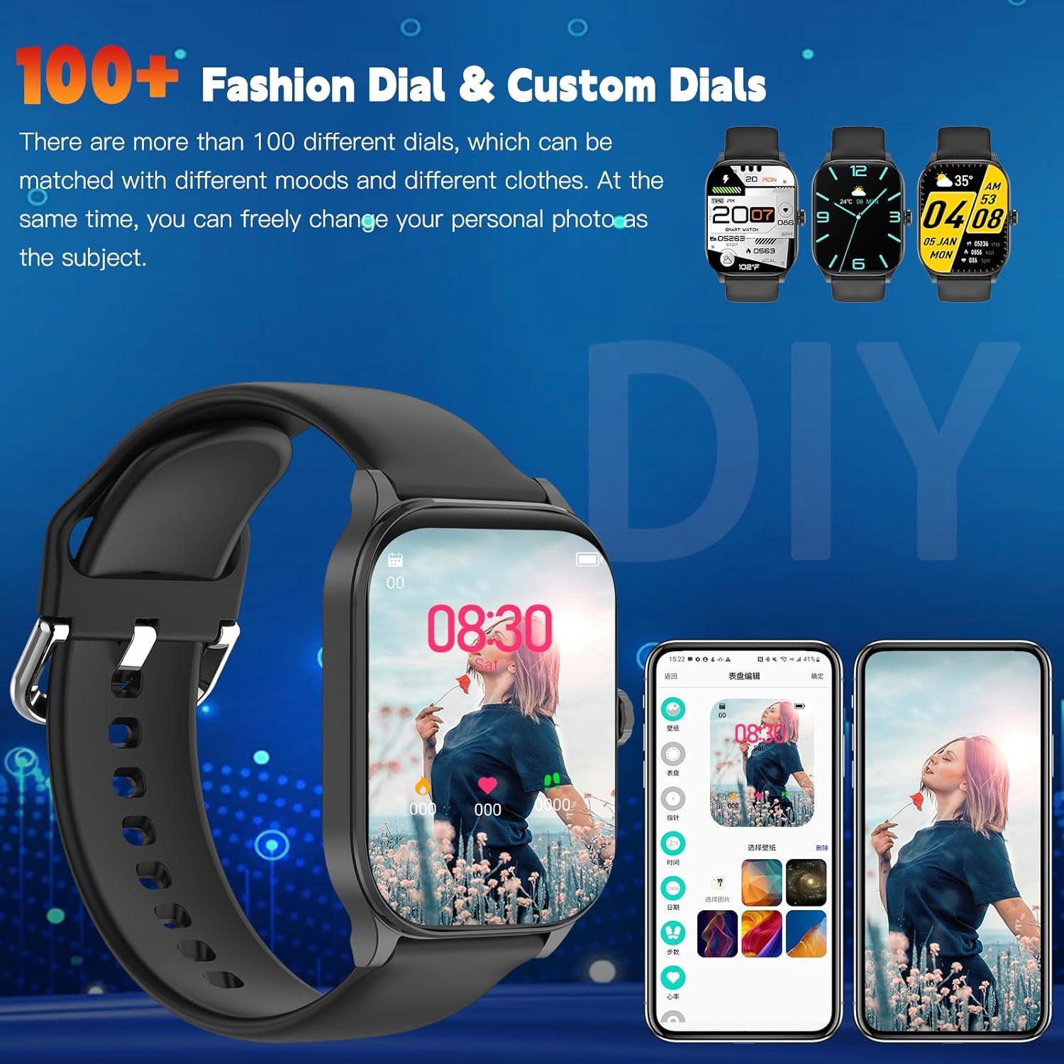 Reloj Inteligente Odsslgw P68 Negro 1.85" Monitoreo Salud