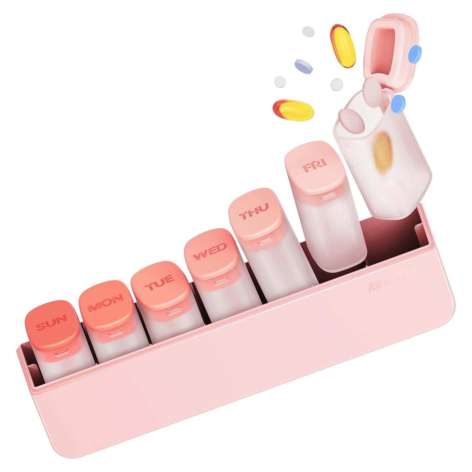 Organizador Semanal de Pastillas KERTSSY Rosa 7 Compartimentos
