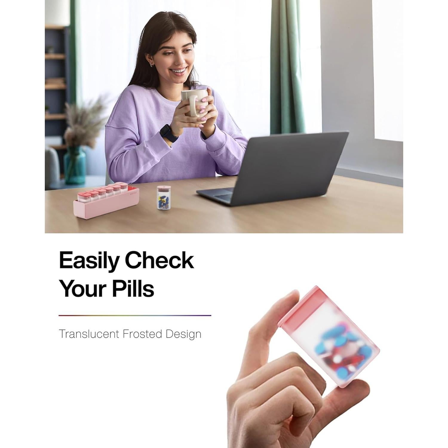 Organizador Semanal de Pastillas KERTSSY Rosa 7 Compartimentos