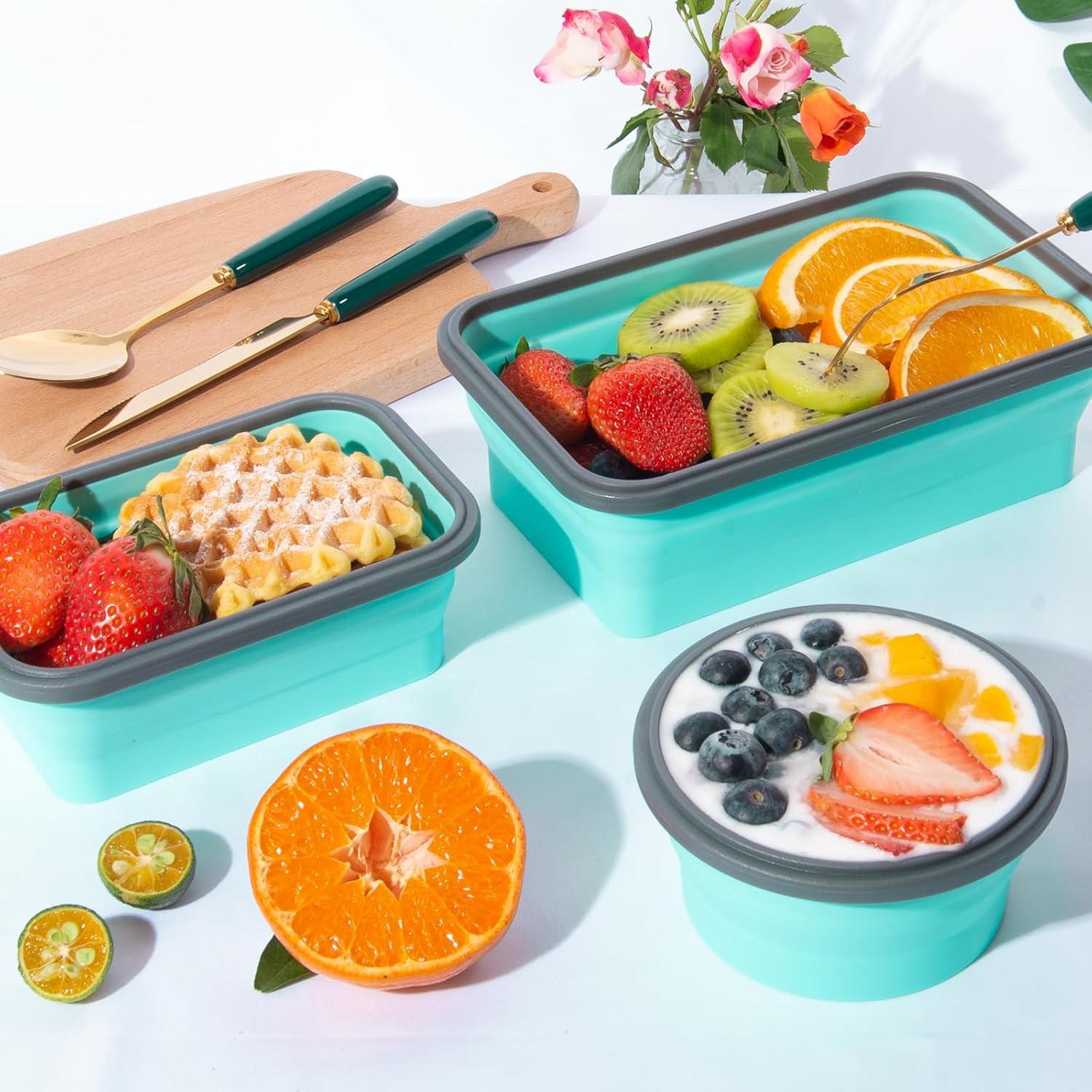 Paquete de 4 Contenedores Plegables Sudaya 0.35-1.15 L Silicona