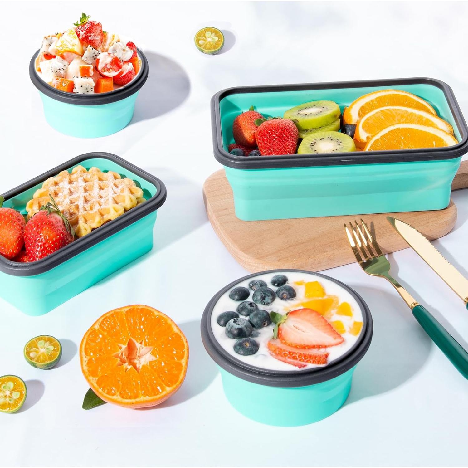 Paquete de 4 Contenedores Plegables Sudaya 0.35-1.15 L Silicona