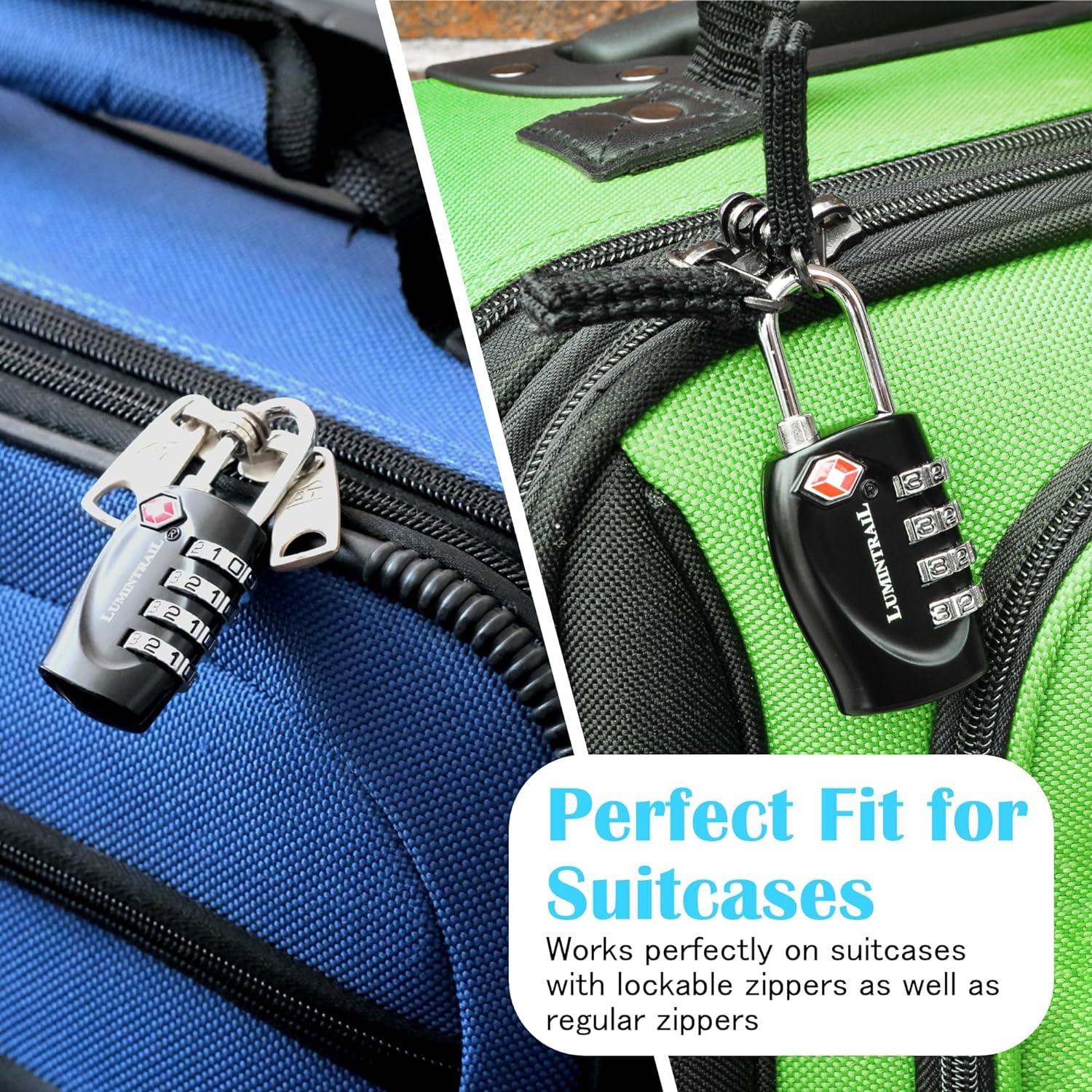 Candado de Combinación Lumintrail TSA 4 Dígitos con Cable 1.22m Negro