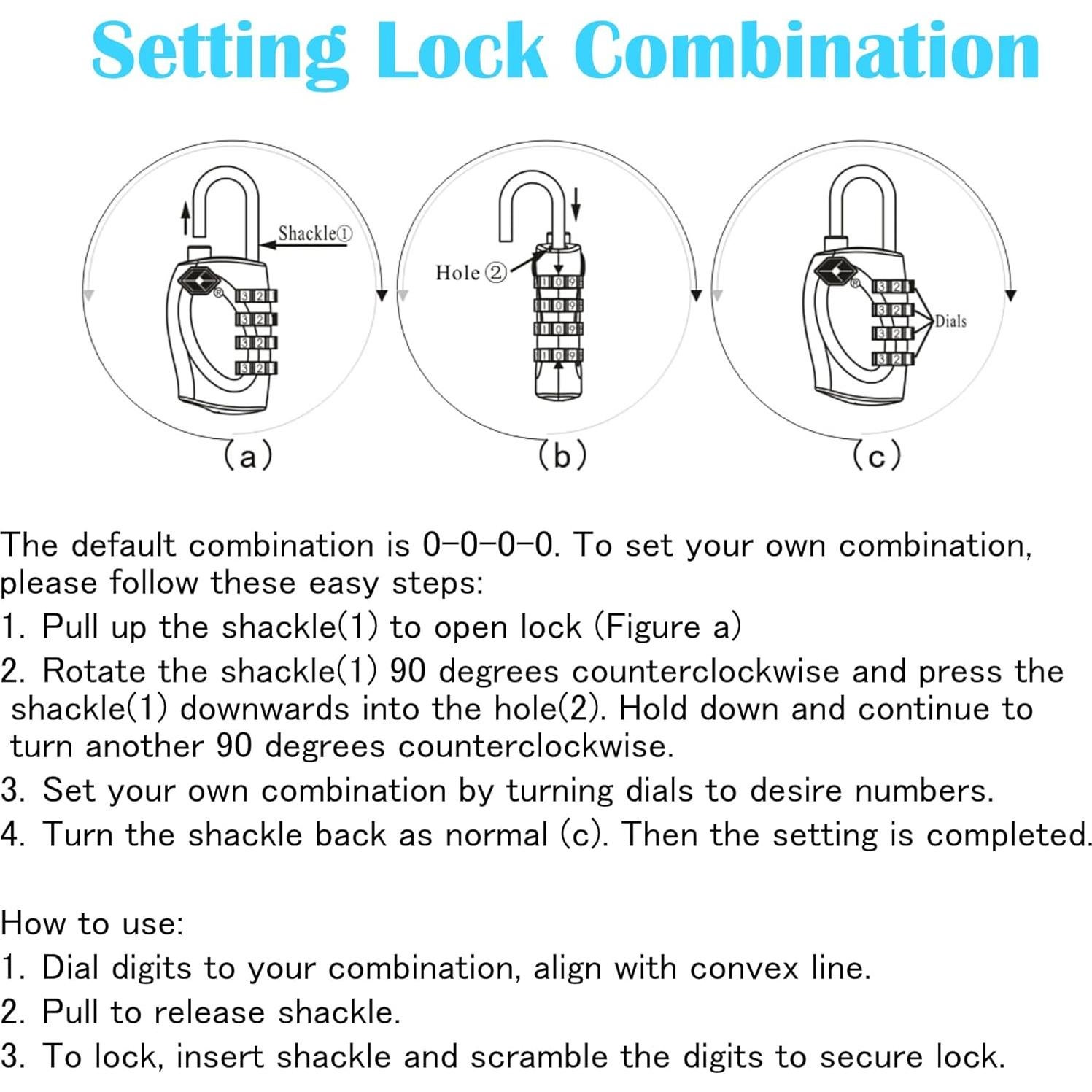 Candado de Combinación Lumintrail TSA 4 Dígitos con Cable 1.22m Negro