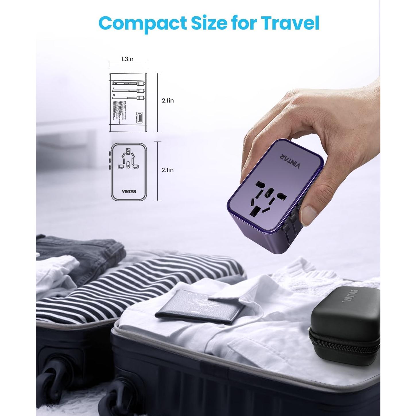 Adaptador de Viaje Universal VINTAR 75W con 5 Puertos USB