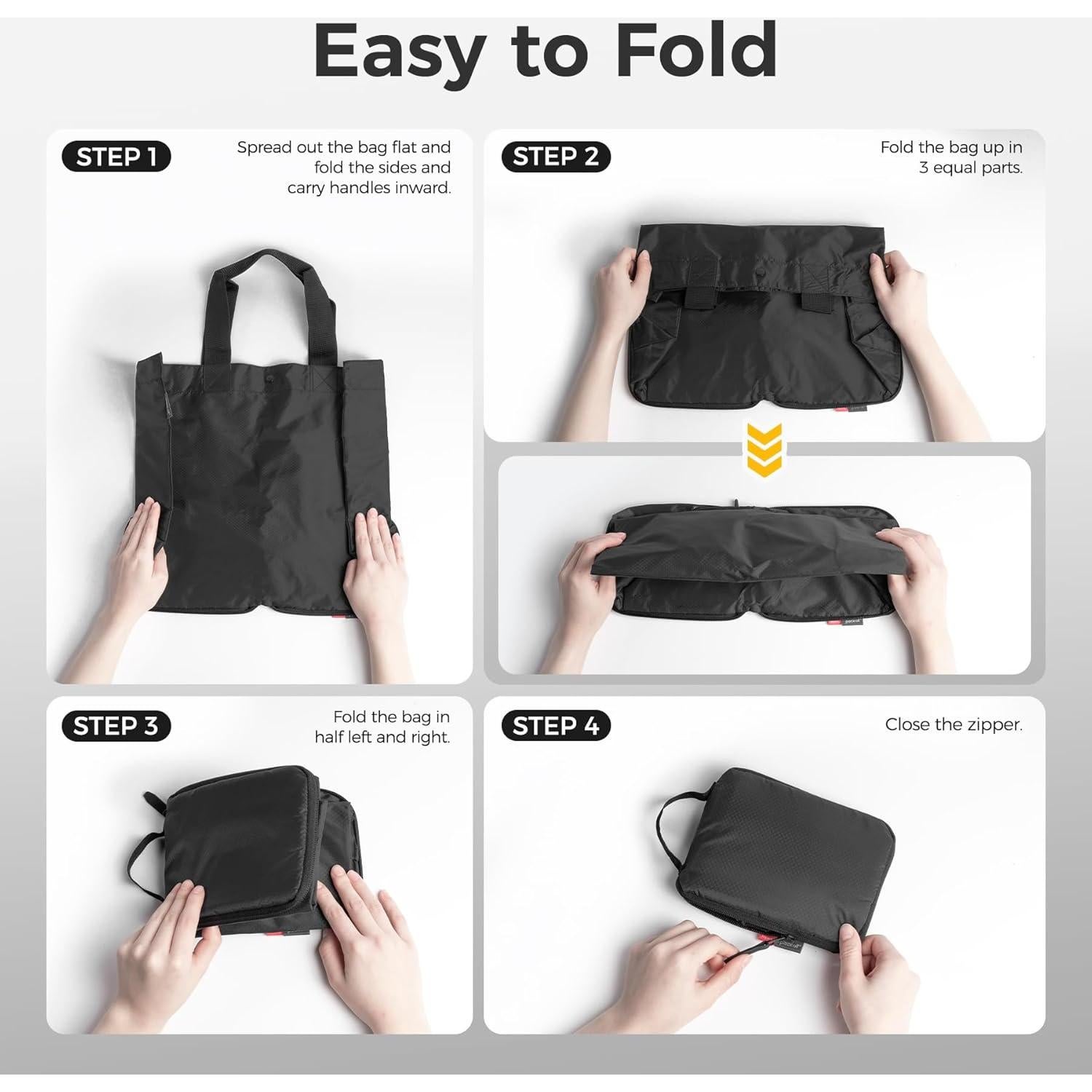 Bolsa de Mano Plegable Resistente al Agua 16L - Nylon Negro