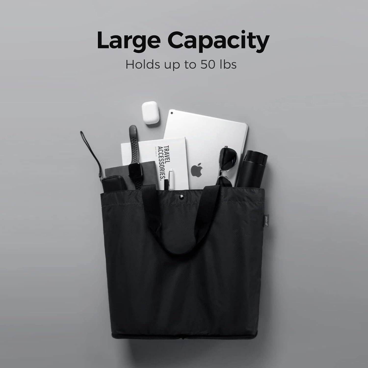 Bolsa de Mano Plegable Resistente al Agua 16L - Nylon Negro