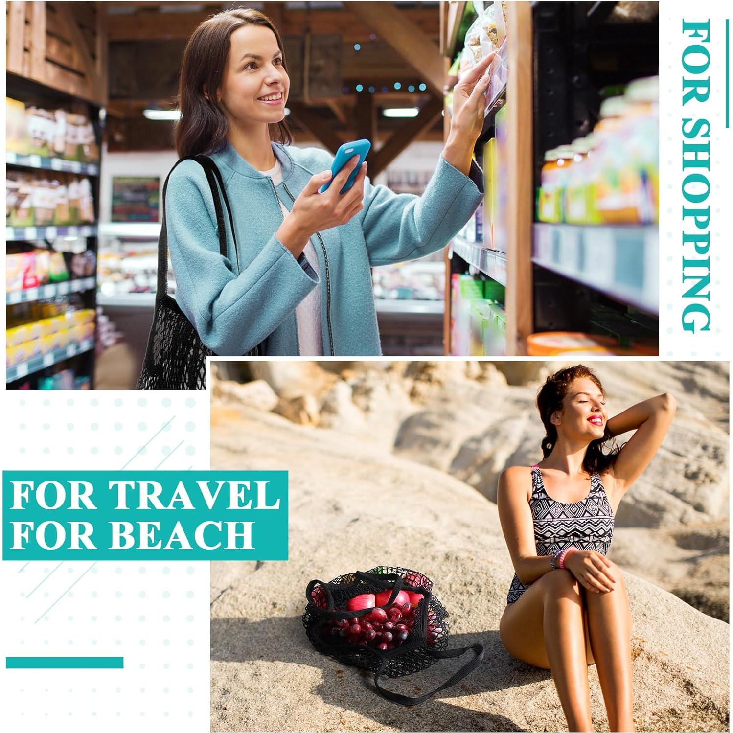 Bolsas de Compras Reutilizables Shappy de Algodón 16 Pcs Negro