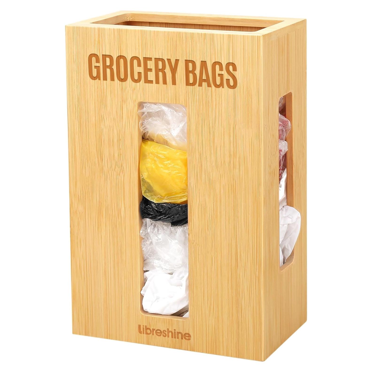 Soporte Organizador de Bolsas de Compras de Bambú Extra Grande