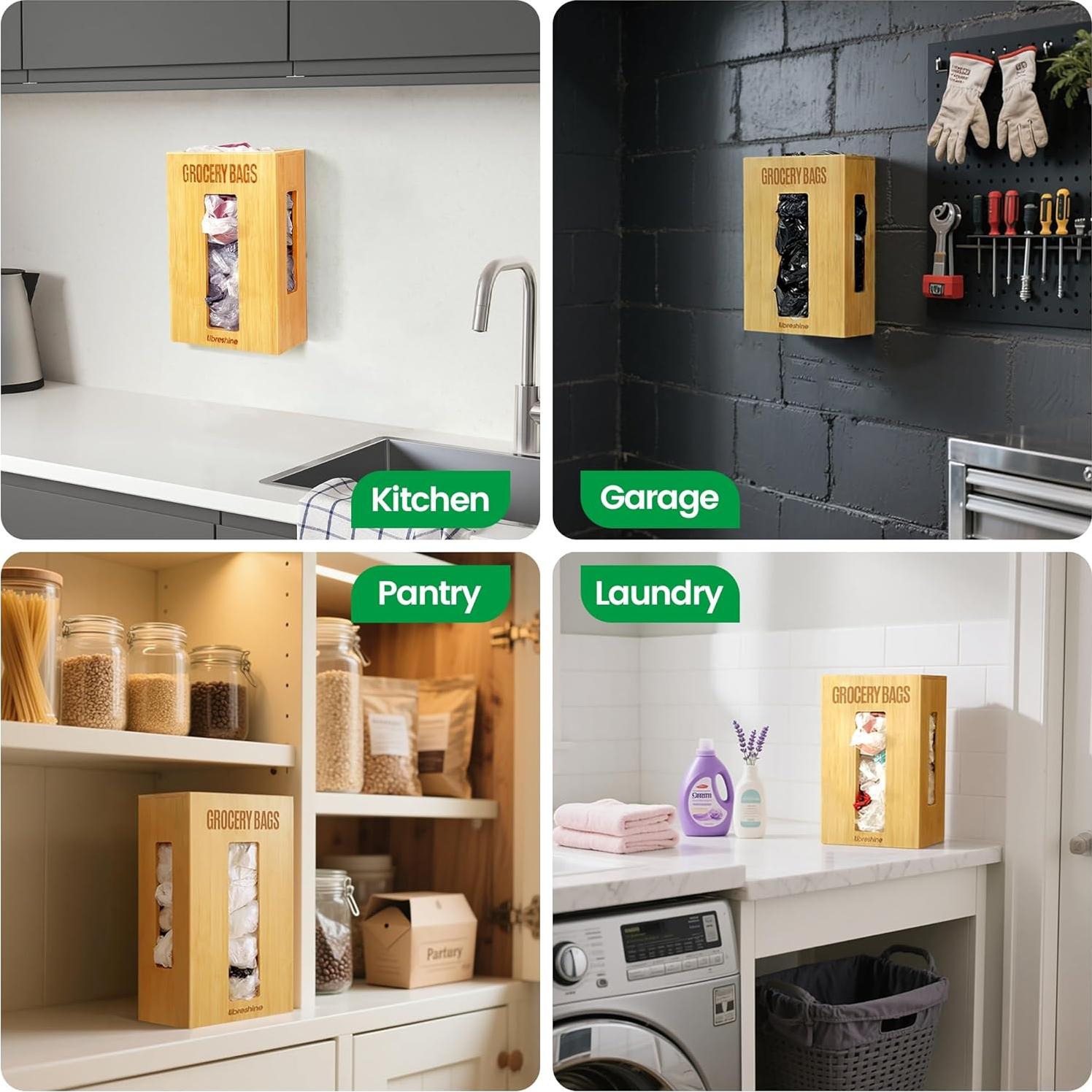 Soporte Organizador de Bolsas de Compras de Bambú Extra Grande