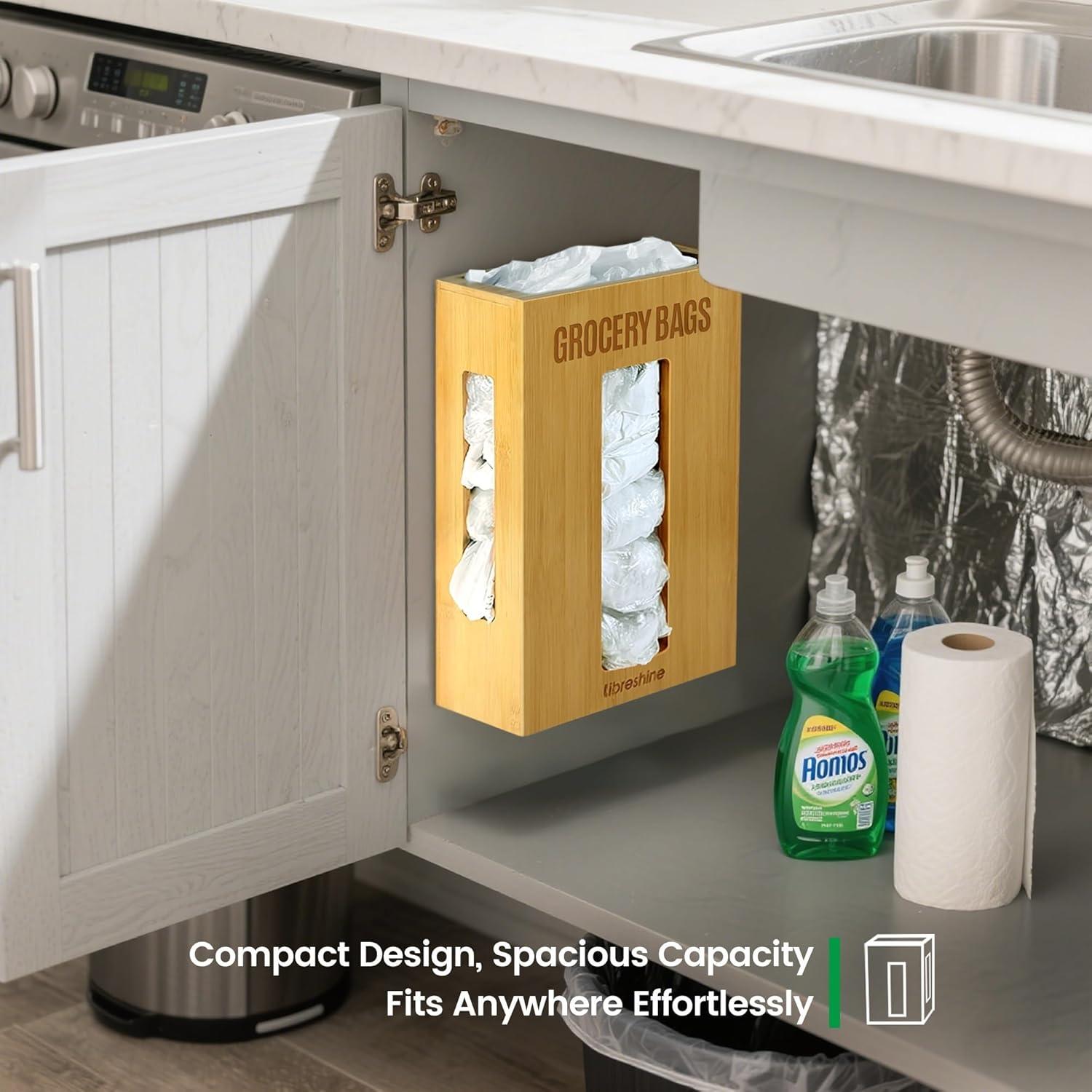 Soporte Organizador de Bolsas de Compras de Bambú Extra Grande