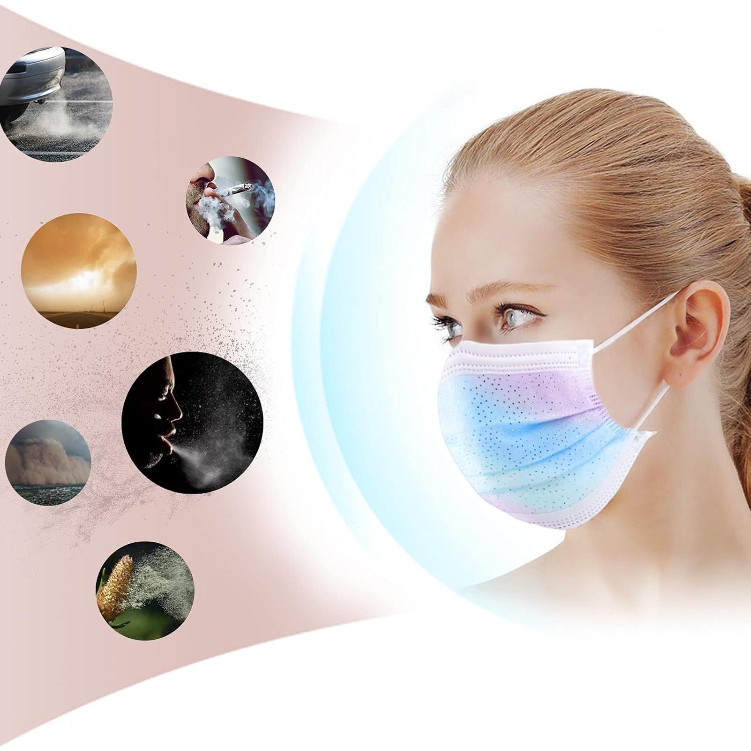 Mascarillas Desechables NiHealth 50PCS para Mujeres - 4 Capas Brillo