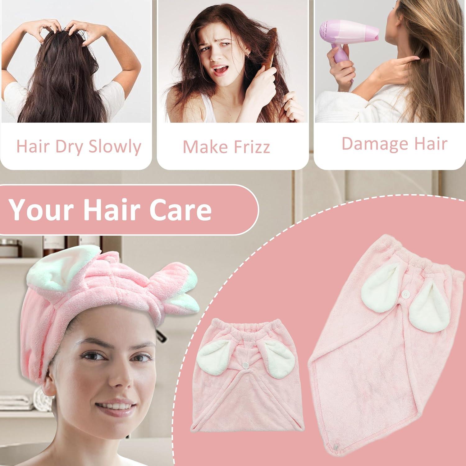 Toallas de Microfibra para Cabello fhgnysm - 2 Unidades Rosa