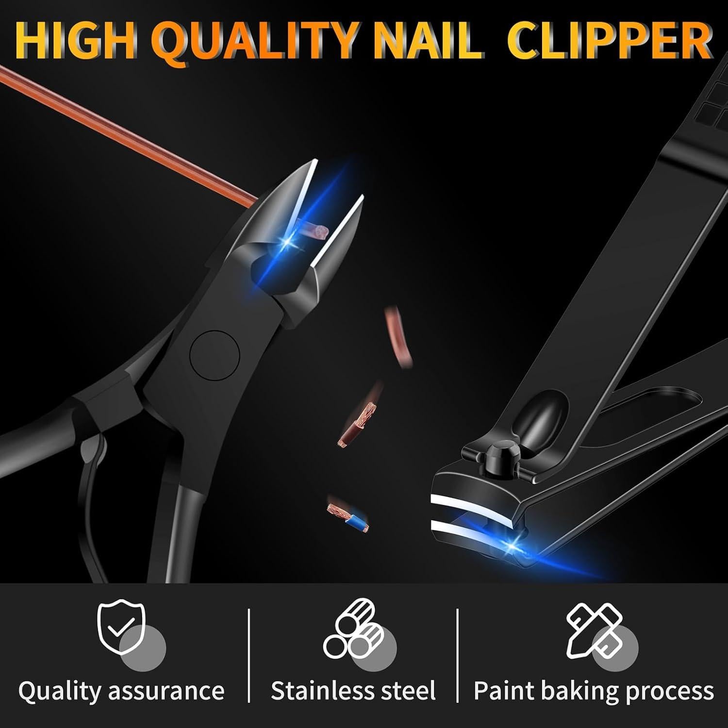 Kit de Manicura 16 en 1 BLESWIN Acero Inoxidable Negro