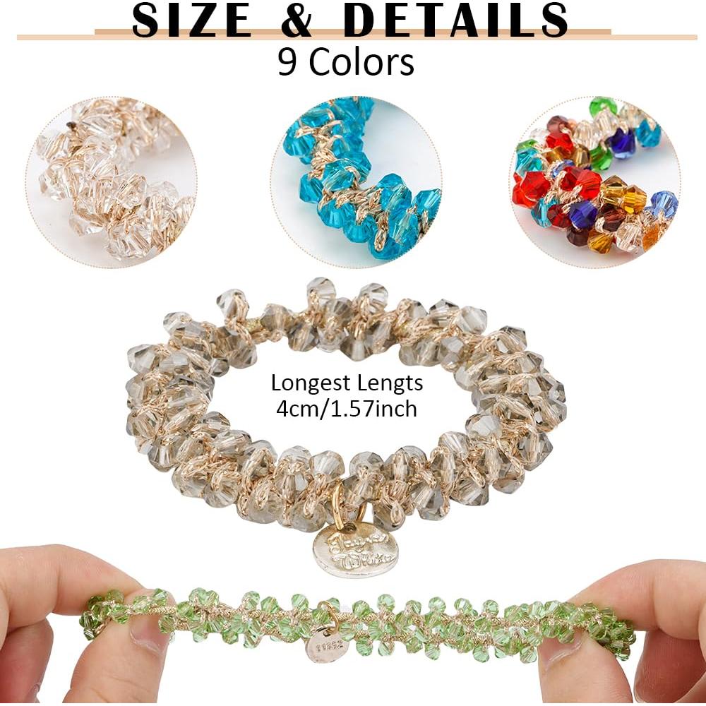 Gomas de Pelo Elásticas Ahoney 9 Piezas Cristal Boho