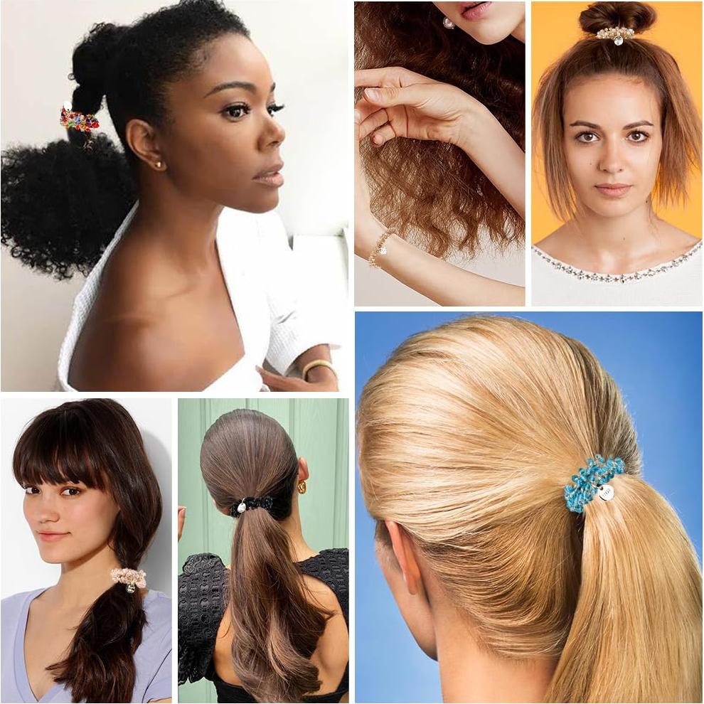 Gomas de Pelo Elásticas Ahoney 9 Piezas Cristal Boho
