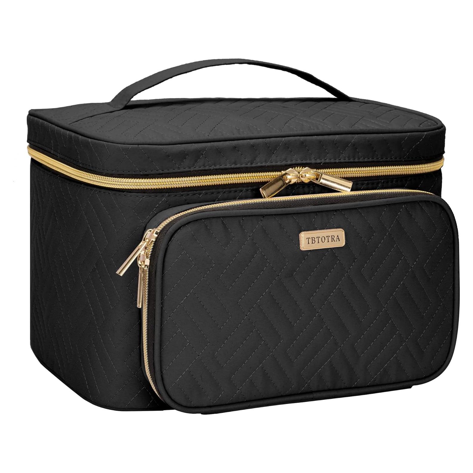 Bolsa de Maquillaje Grande TBTOTRA Negra Impermeable 25.4x19.05x17.78 cm