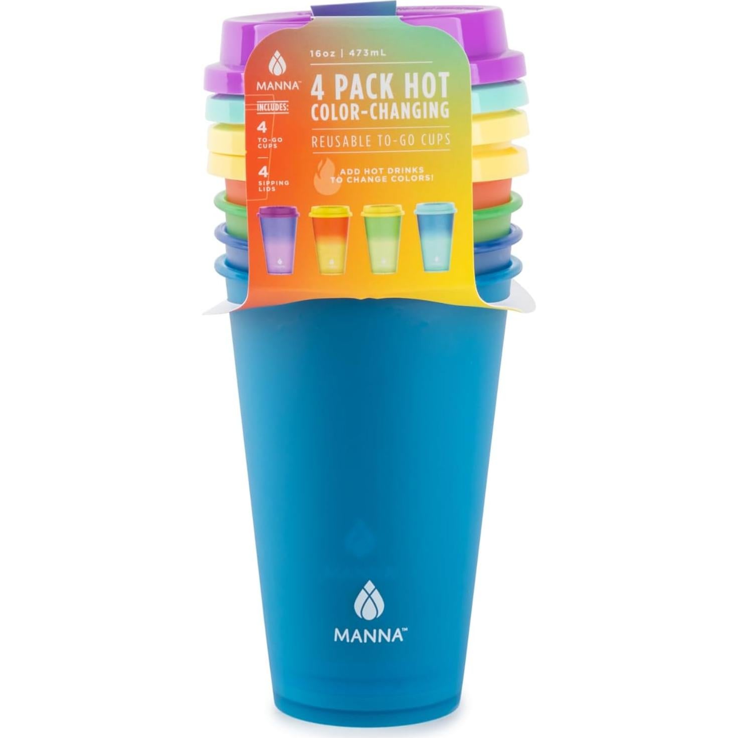 Juego de Tazas Reutilizables Manna 4 Piezas Cambio de Color