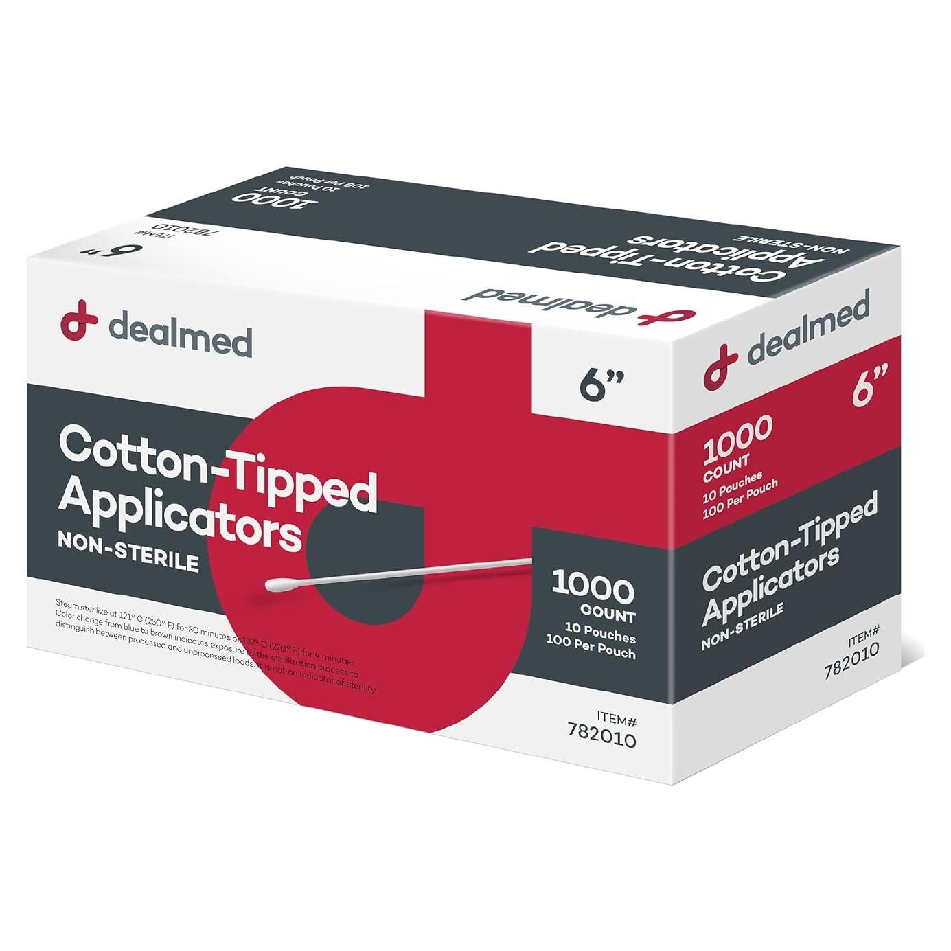 Aplicadores de Madera con Punta de Algodón Dealmed 15 cm - 1,000 Unidades