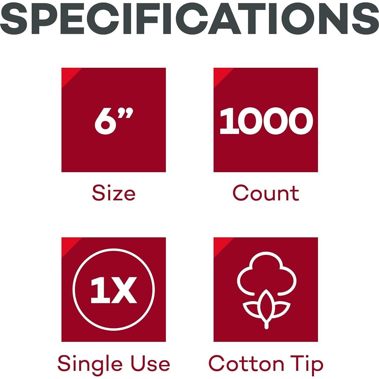 Aplicadores de Madera con Punta de Algodón Dealmed 15 cm - 1,000 Unidades