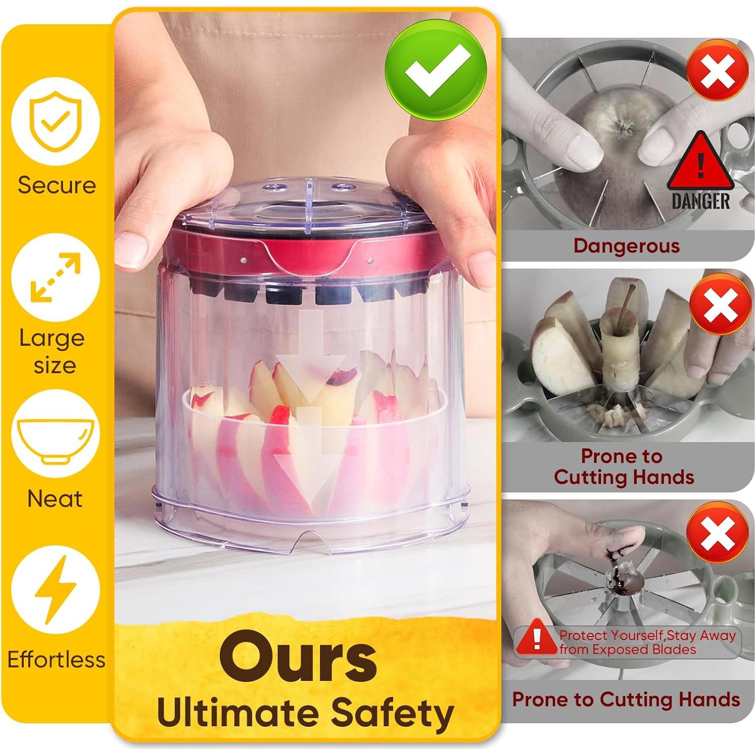 Cortador de Manzanas Newness 16 Rebanadas Acero Inoxidable Rojo