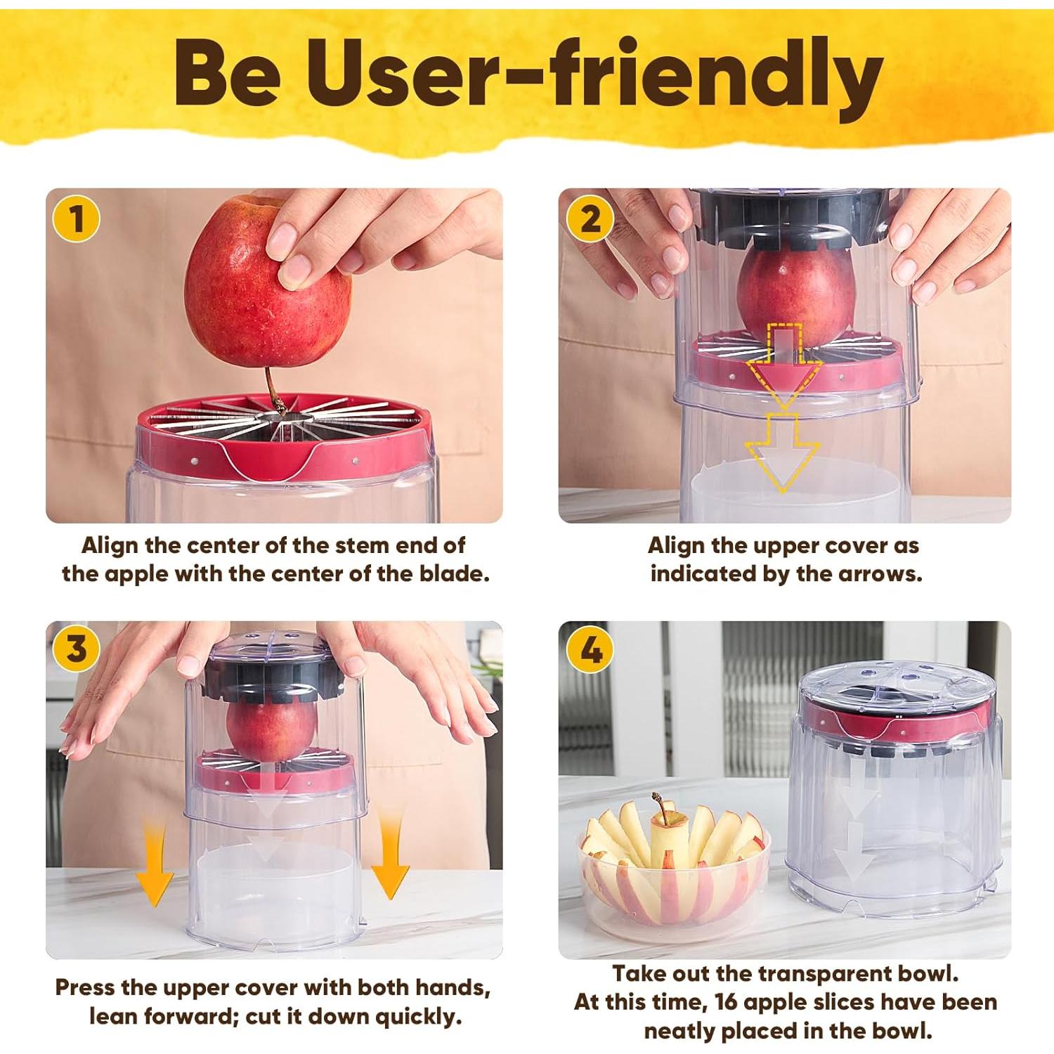 Cortador de Manzanas Newness 16 Rebanadas Acero Inoxidable Rojo