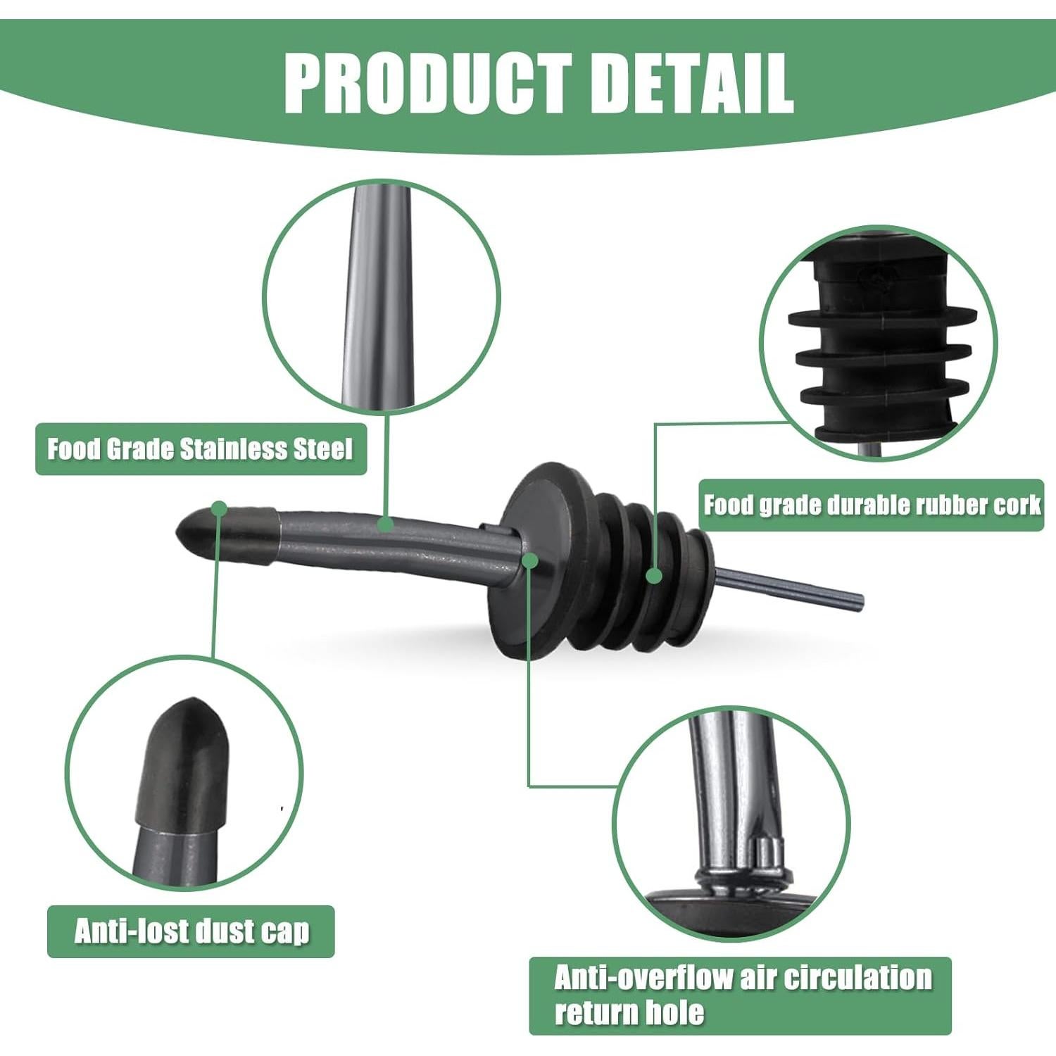 Juego de Vertedores de Licor WAFJAMF 6 Pcs Acero Inoxidable