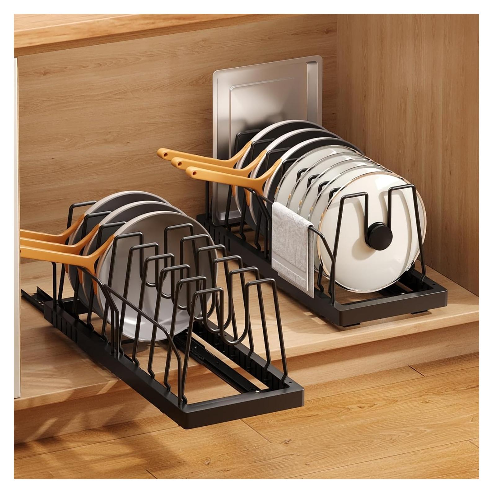 Organizador de Ollas y Sartenes Mustorn 2 Paquetes Extraíble Negro