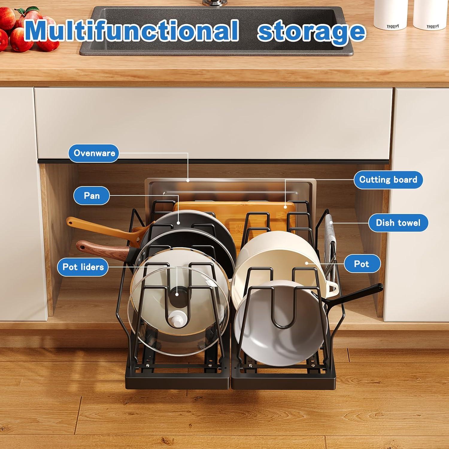 Organizador de Ollas y Sartenes Mustorn 2 Paquetes Extraíble Negro