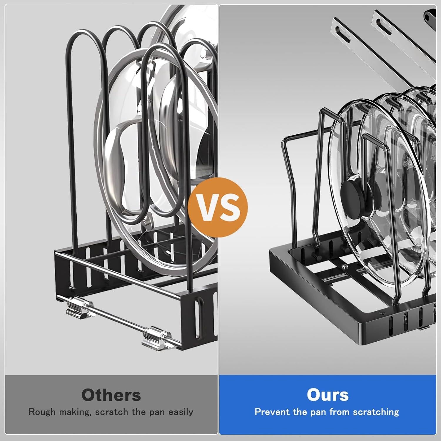 Organizador de Ollas y Sartenes Mustorn 2 Paquetes Extraíble Negro