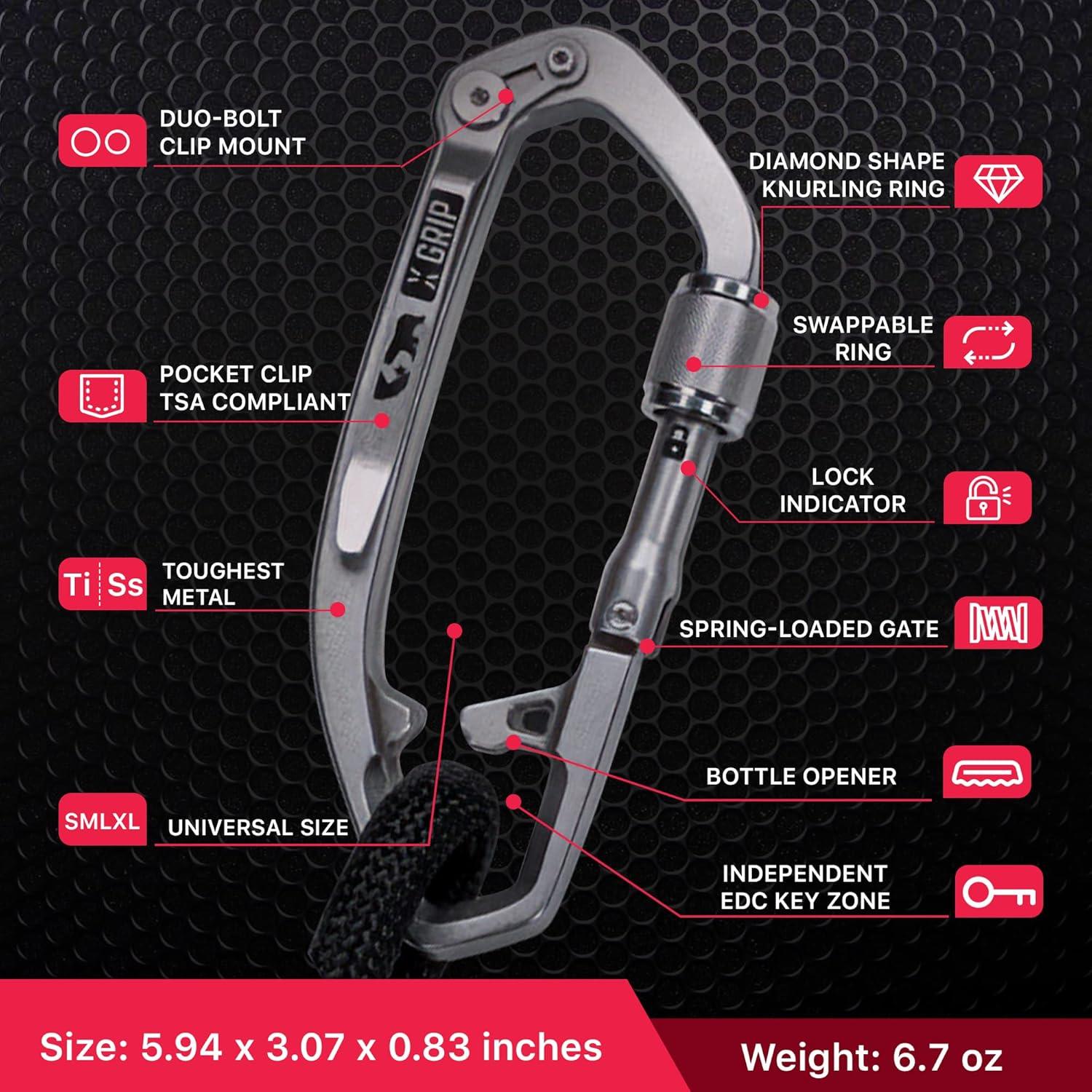 Clip de Llavero con Mosquetón GPCA X-CARA-SS Acero Inoxidable
