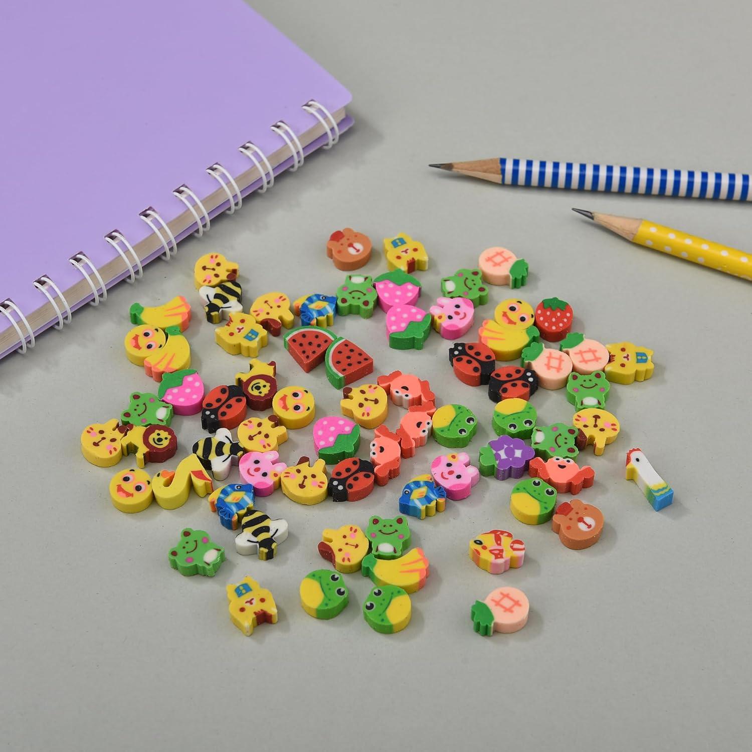 300 Borradores Mini de Animales y Frutas QDXATIVP - Ecológicos