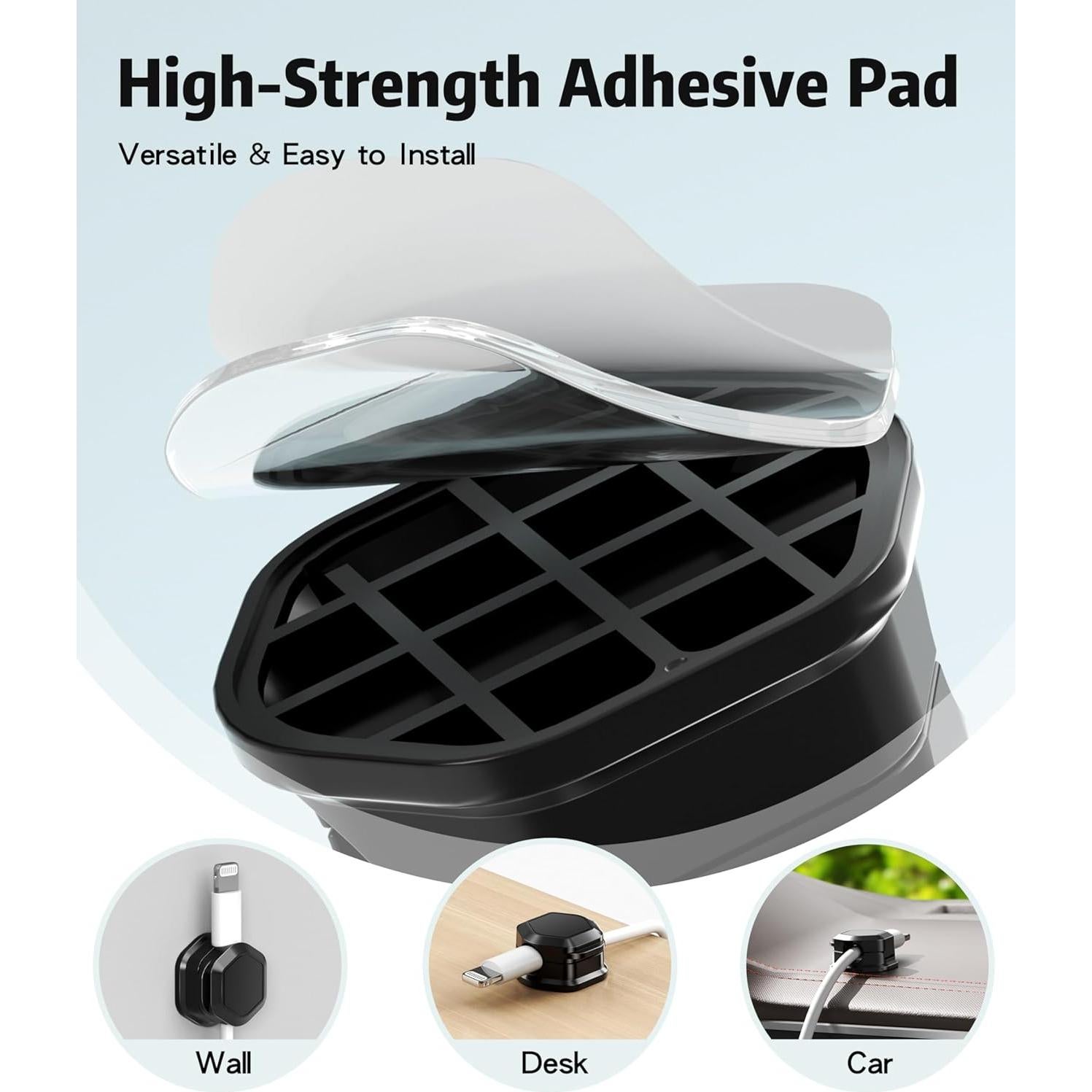 6 Clips Magnéticos para Cables Cuworlis - Organizador Negro