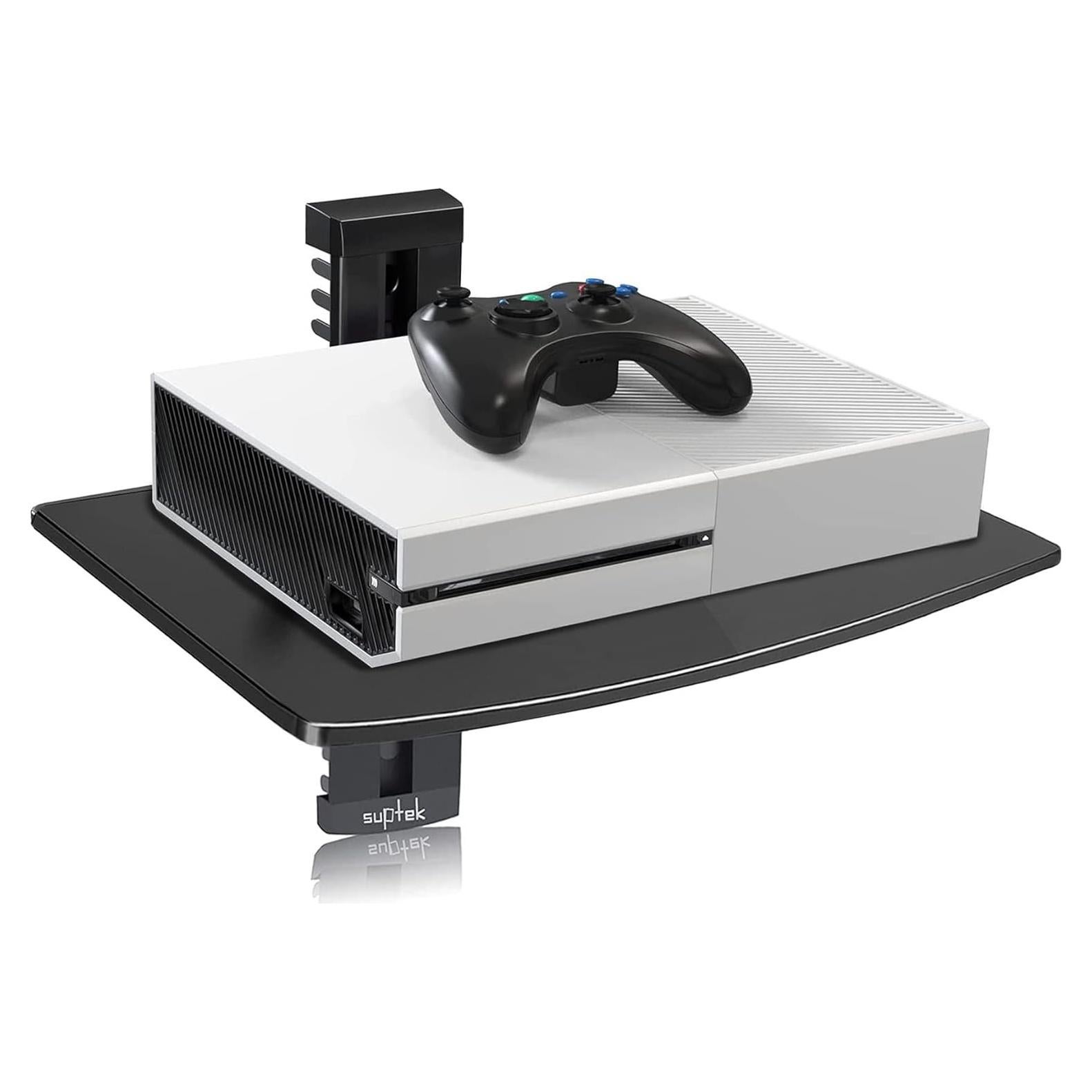 Estante Flotante Negro Suptek CS201 con Vidrio Templado 8kg