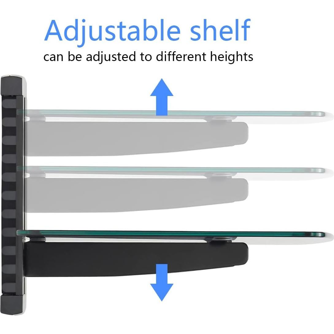 Estante Flotante Negro Suptek CS201 con Vidrio Templado 8kg