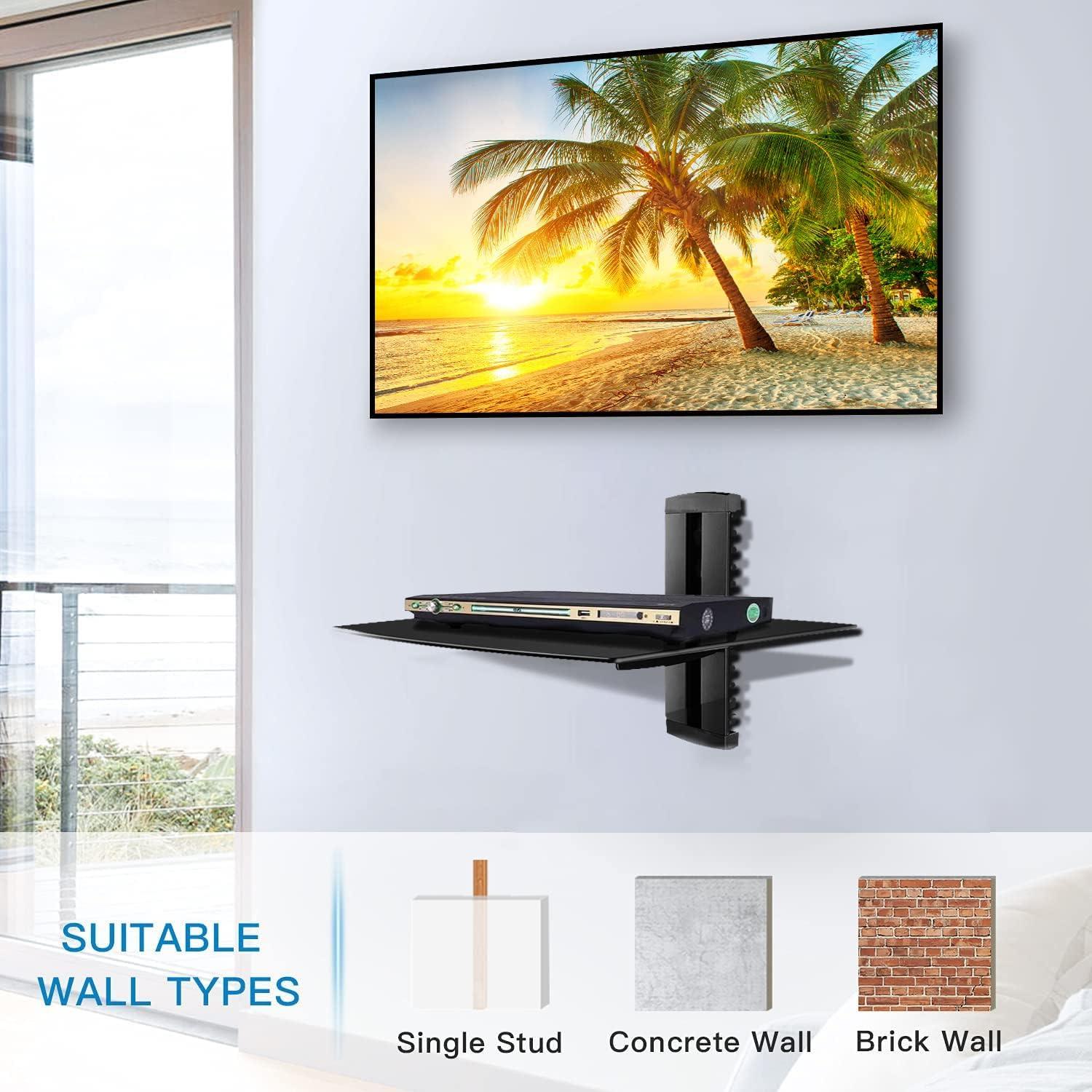 Estante Flotante Negro Suptek CS201 con Vidrio Templado 8kg