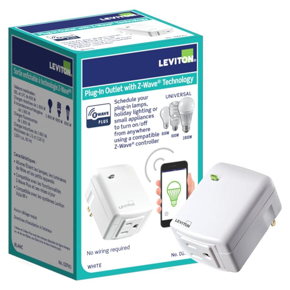 Enchufe Inteligente Leviton Z-Wave DZPA1-2BW 15A Blanco